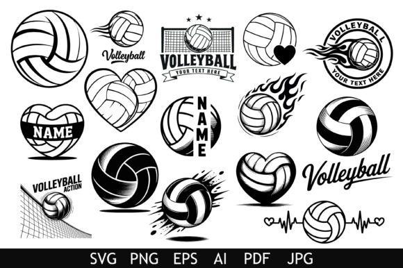 Bold Volleyball Graphic Elements for Dynamic Design