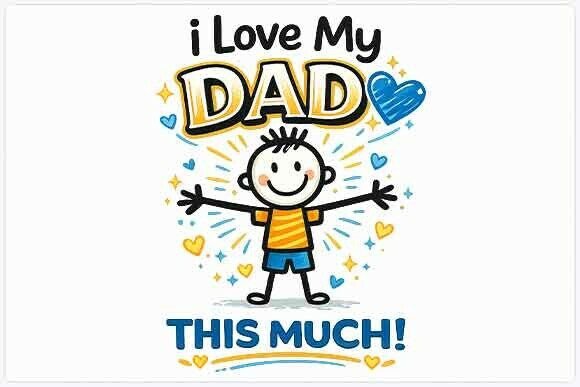 Celebrate Family Love with the Cute I Love My Dad Graphic PNG