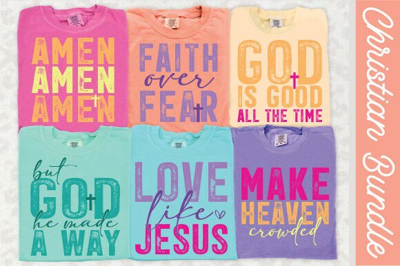 Christian PNG Bundle: Neon Colors for Faith-Based Design