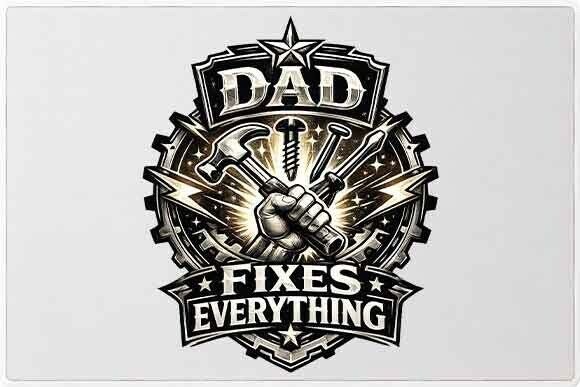 Dad Fixes Everything Vintage Graphic PNG: A Bold Tribute to Hardworking Fathers