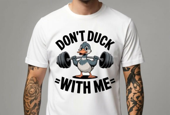 Duck Lifting Weights Funny Gym Fitness: A Design Asset with Muscle