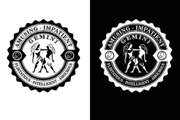 Gemini Astrology Sign Design Graphic: A Vintage Touch for Modern Brands