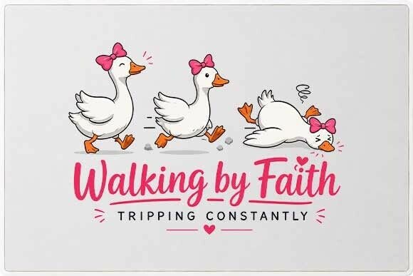 Walking by Faith Goose Graphic PNG: A Whimsical Faith Asset